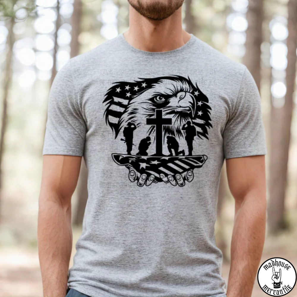 American Flag with Military Cross Shirt