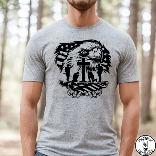 American Flag with Military Cross Shirt