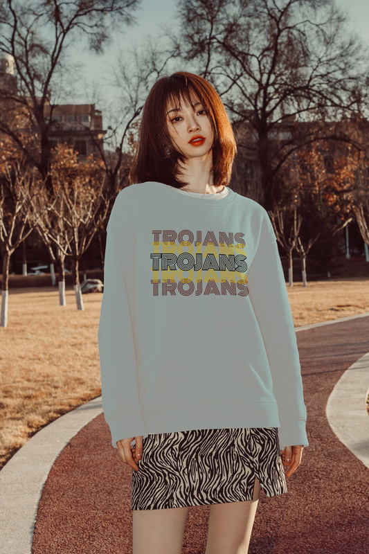 Custom Gray Repeating Trojans Crewneck